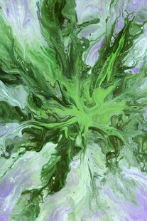 抽象绿色植物水彩艺术画