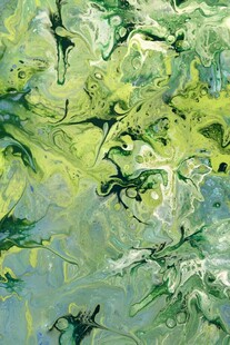 抽象绿意飞鸟艺术画作