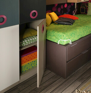 多彩儿童卧室储物空间展示