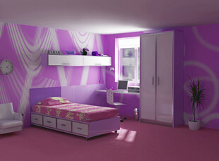 梦幻紫色系儿童卧室空间