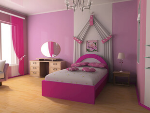 梦幻粉色系儿童卧室空间