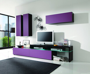 现代简约风格紫色客厅电视柜