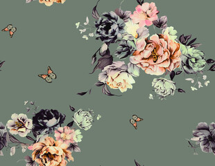 花卉蝴蝶图案背景