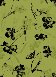 绿色底黑色花卉图案背景