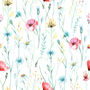 水彩花卉无缝图案背景