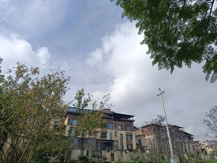 蓝天白云下的建筑风景