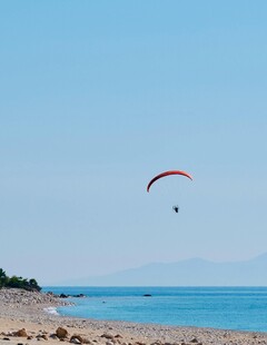 海边滑翔伞畅享自由蓝天