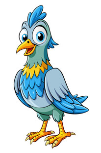 可爱蓝羽卡通小鸟