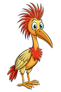 卡通风格的奇特长喙小鸟