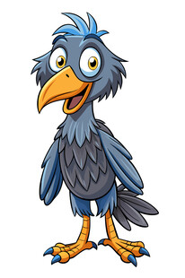 可爱蓝羽乌鸦卡通形象