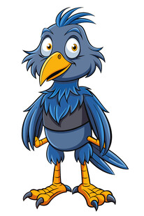 蓝色卡通鸟形象