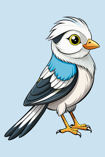 可爱蓝白小鸟插画