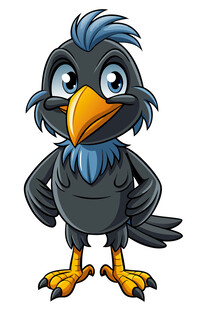 可爱卡通黑鸟形象