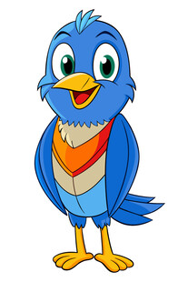 可爱蓝色小鸟卡通形象