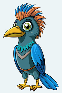 蓝色卡通鸟