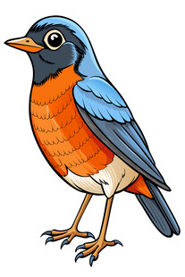 彩色蓝知更鸟插画