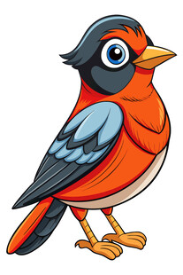 可爱彩色小鸟插画