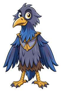 蓝色奇幻乌鸦卡通形象