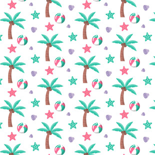 热带风情卡通图案背景
