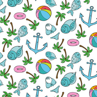 夏日海洋风卡通图案元素