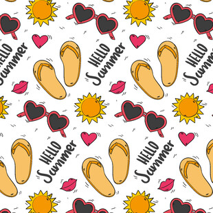 夏日沙滩元素无缝图案