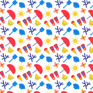 多彩夏日元素无缝图案