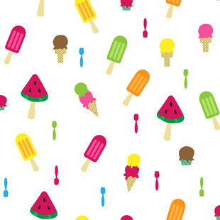 多彩夏日冰淇淋西瓜图案