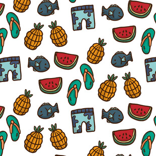 夏日水果与度假元素图案