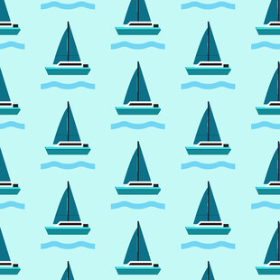 帆船海洋图案无缝背景