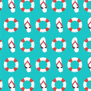 夏日海滩元素无缝图案