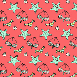 红色背景星星眼镜图案