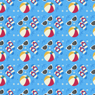 夏日海滩元素无缝图案