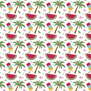 夏日水果与棕榈树图案