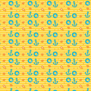 黄色背景蓝色图案无缝纹理