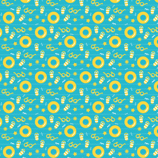 蓝底黄圈清新图案背景