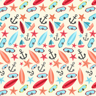 海洋元素无缝图案背景