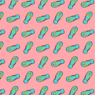粉色背景多彩人字拖图案