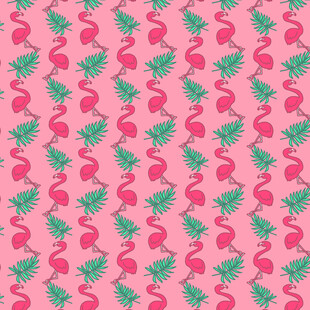 火烈鸟与棕榈叶图案背景