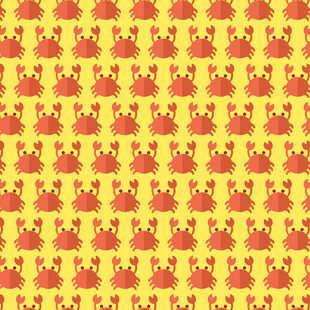 黄色背景卡通螃蟹图案