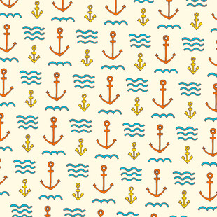 海洋风锚与波浪图案背景