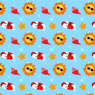 夏日海洋元素无缝图案