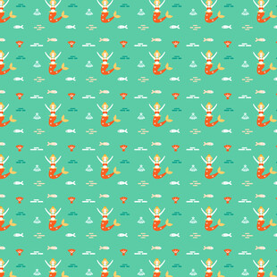 绿色背景卡通兔子图案