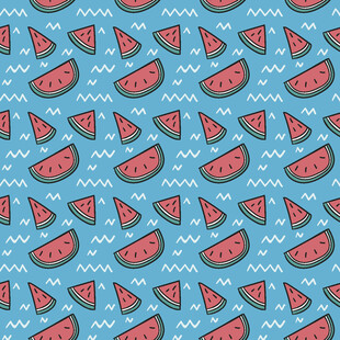 蓝色背景西瓜切片图案