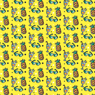 黄色背景菠萝图案无缝纹理