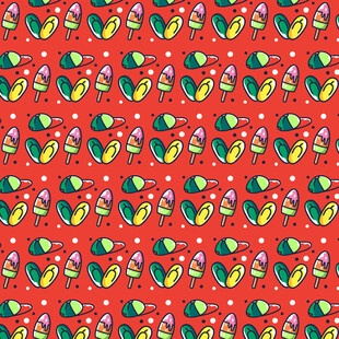 红色背景多彩蝴蝶图案