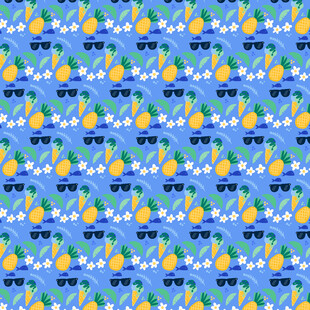 蓝色海洋帆船图案背景