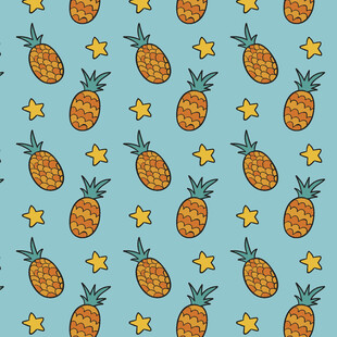 菠萝星星图案的清新背景