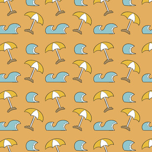 夏日海滩元素无缝图案