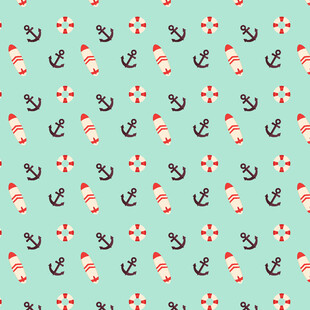 海洋风锚与糖果图案背景