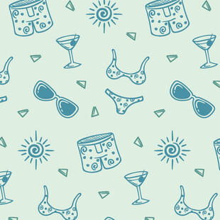 夏日海滩度假元素图案